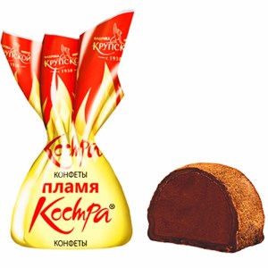 Конфеты Пламя костра в новогоднем наборе с конфетой Пламя костра